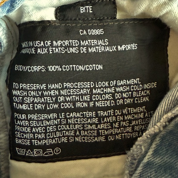 Alexander Wang Denim Jean Bite Short Shorts Distressed Size 24 Cotton Blue - Picture 9 of 9